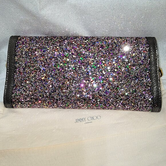 JIMMY CHOO Tilsa Glitter Clutch Wristlet - Picture 2 of 10